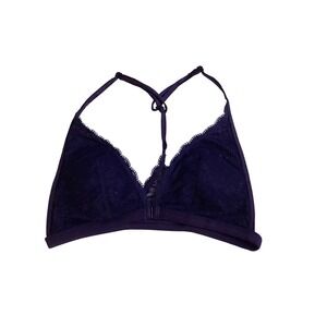 Dobreva Women Purple Lace Bralette Front Closure Racerback Triangle Bra Size M